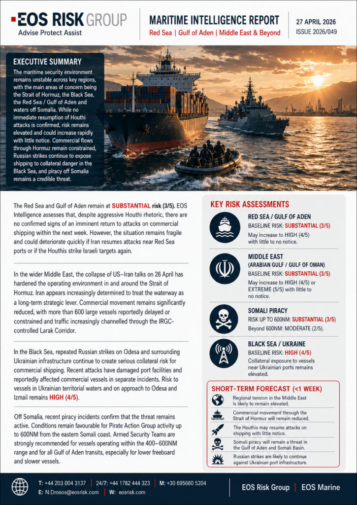 Eos Riskcalc EOS Risk Group | Maritime Security Update | 270426 – Piraeus365